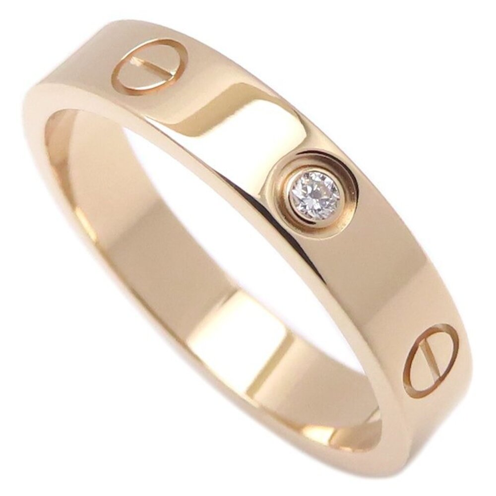 CARTIER Mini Love Diamond Ring, Size #56, 18K Pink Gold, Women's, Item No. 29...